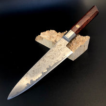Cargar imagen en el visor de la galería, GYUTO Knife 157 mm, Integral Bolster, Damascus Stainless Steel, Author&#39;s work, Single copy.