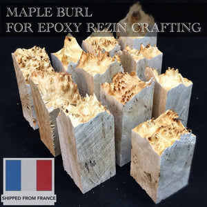 MAPLE BURL, Wood Hybrid Blocks for Stabilized and Epoxy Resin. DIY. France Stock