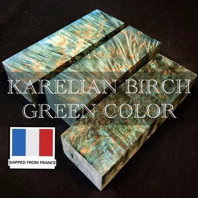 KARELIAN BIRCH, GREEN COLOR! Stabilized Wood Blank. FRANCE Stock.