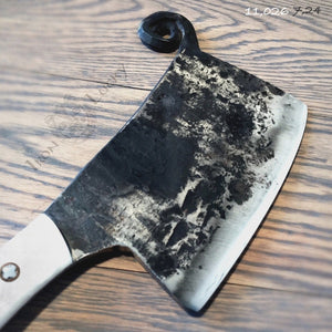 HATCHET, Hand Forged, Kitchen Chopping Axe, Meat Cleaver "MESOZOIC XIV” - IRON LUCKY