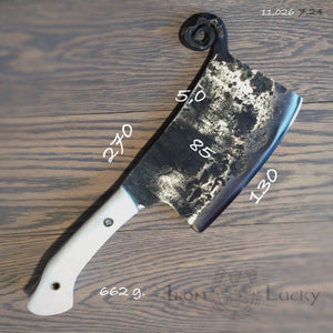 HATCHET, Hand Forged, Kitchen Chopping Axe, Meat Cleaver "MESOZOIC XIV” - IRON LUCKY