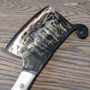 HATCHET, Hand Forged, Kitchen Chopping Axe, Meat Cleaver "MESOZOIC XIV” - IRON LUCKY