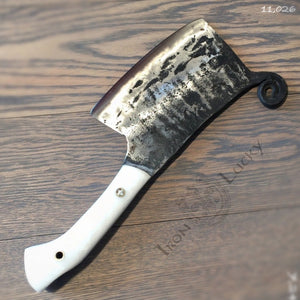 HATCHET, Hand Forged, Kitchen Chopping Axe, Meat Cleaver "MESOZOIC XIV” - IRON LUCKY