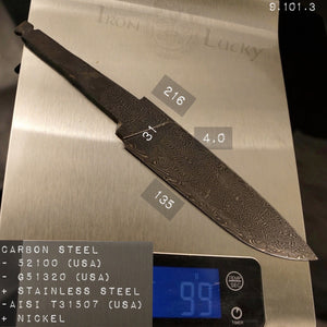 Blank de lame en acier Damas unique pour la fabrication de couteaux, l'artisanat, les loisirs. Art 9.101.3