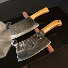 Charger l&#39;image dans la galerie, HATCHET, Hand Forged, Kitchen Axe, Custom Meat Cleaver, &quot;MESOZOIC XV”.3