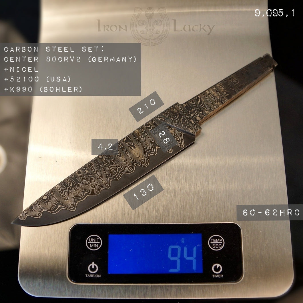 Unique Carbon Steel Blade Blank for knife making, crafting, hobby DIY. Art 9.095.B.7