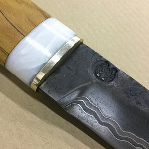 Knife Hunting, Laminated Carbon Steel, Hand Forge, Leather sheath. 2020