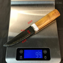 Load image into Gallery viewer, Knife Hunting, Laminated Carbon Steel, Hand Forge, Leather sheath. 2020