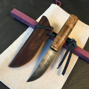 Couteau de chasse, San Mai, lame fixe, couteau à dos droit, Collection. Art 14.341