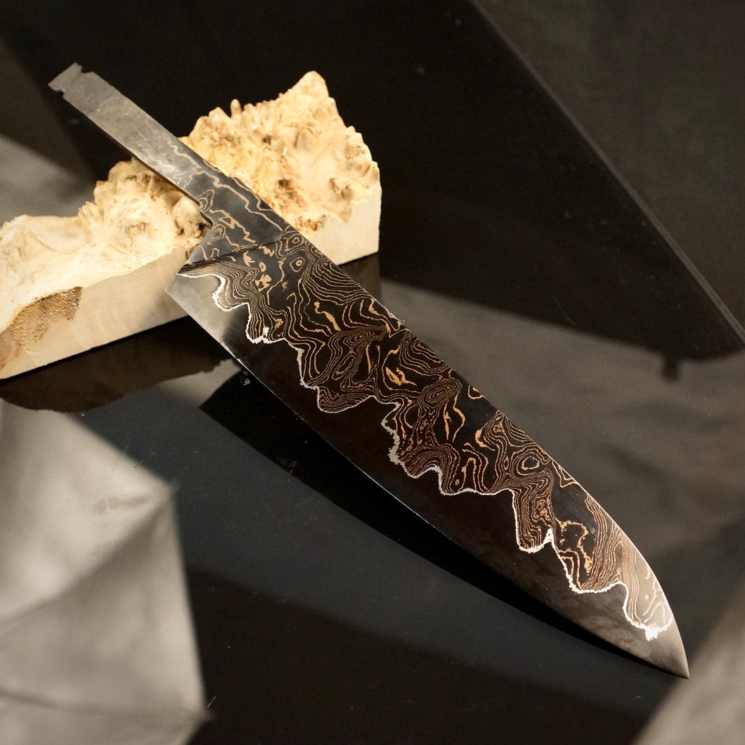 Unique Carbon Steel Blade Blank for kitchen knife making, crafting. Art 9.102