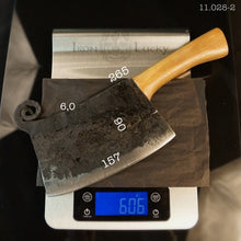 Laden Sie das Bild in den Galerie-Viewer, HATCHET, Hand Forged, Kitchen Axe, Custom Meat Cleaver, &quot;MESOZOIC XV”.11