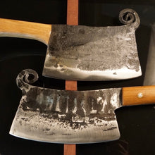 Charger l&#39;image dans la galerie, HATCHET, Hand Forged, Kitchen Axe, Custom Meat Cleaver, &quot;MESOZOIC XV”.10