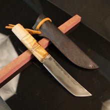 Laden Sie das Bild in den Galerie-Viewer, Tanto Knife Japanese style, Carbon Steel, Fixed Blade Straight Back. Art 14.J.01.3