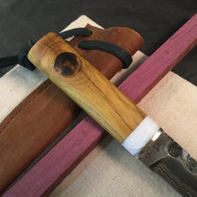 Load image into Gallery viewer, Knife Hunting, Laminated Carbon Steel, Hand Forge, Leather sheath. 2020