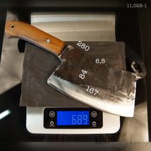 Load image into Gallery viewer, HATCHET, Hand Forged, Kitchen Axe, Custom Meat Cleaver, &quot;MESOZOIC XV”.7