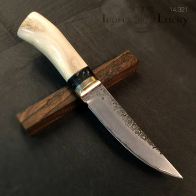 Knife Hunting, San Mai Steel, Fixed Blade, Straight Back Knife Blade. Art 14.321 - IRON LUCKY