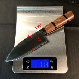 SANTOKU "Savage VIII" Japanese Kitchen Knife, 150 mm, Forge Carbon Steel - IRON LUCKY