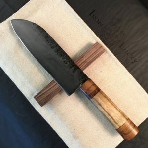Santoku "Savage X" Japanese Kitchen Knife, 173 mm, Forge Carbon Steel - IRON LUCKY