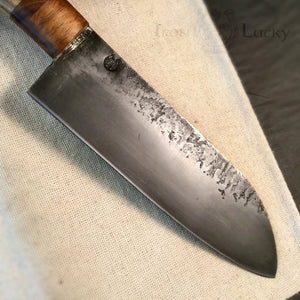Santoku "Savage X" Japanese Kitchen Knife, 173 mm, Forge Carbon Steel - IRON LUCKY
