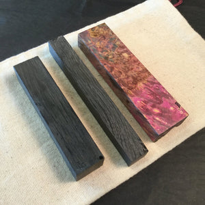 Set Stabilized wood Maple Burl and Bog Oak, woodworking blank, for turning. Art 3.166 - IRON LUCKY